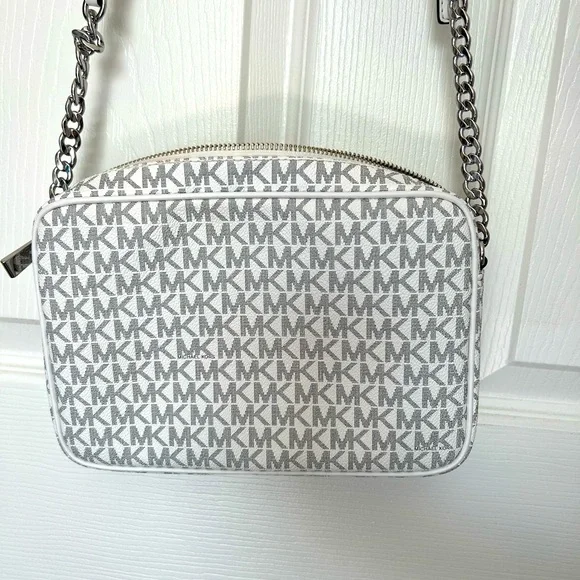 Michael Kors White and Gray Logo Crossbody Bag - Picture 3 of 4